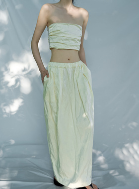 RR24SS 独立设计师品牌记忆褶皱松紧腰极简高级感百搭半裙半身裙