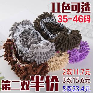 加厚雪尼尔可拆洗懒人擦地拖鞋 套 冬不掉毛保暖静音拖地家务清洁鞋