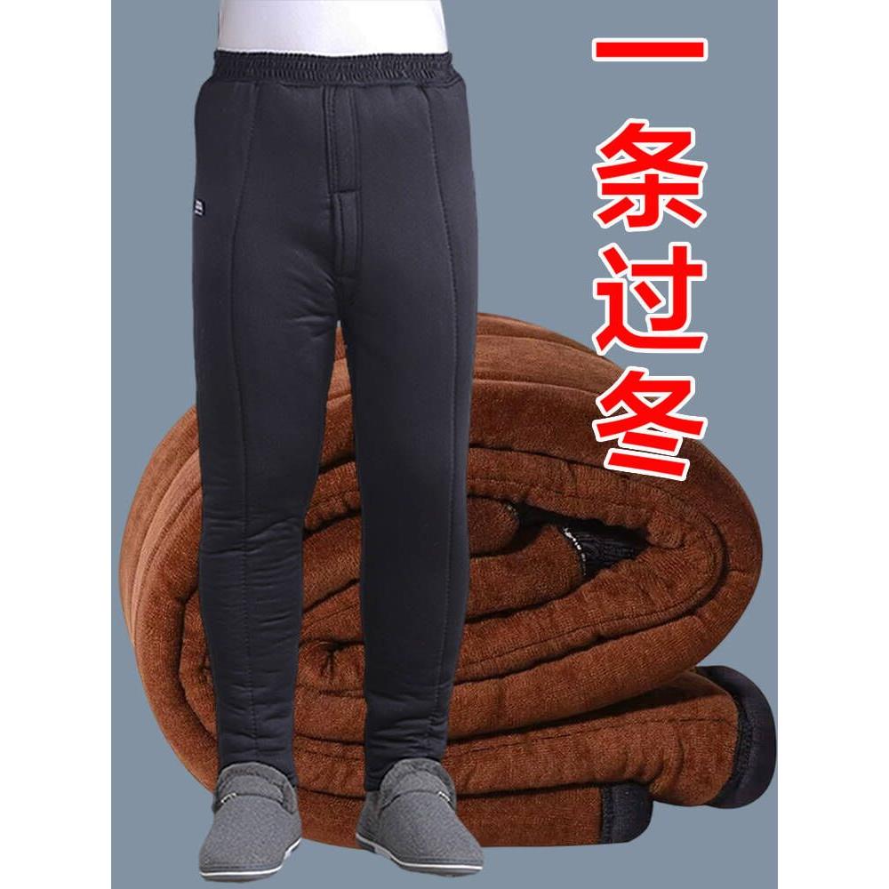 中老年男士棉裤内穿加绒加厚高腰保暖裤冬季驼绒防寒爸爸棉衣棉裤
