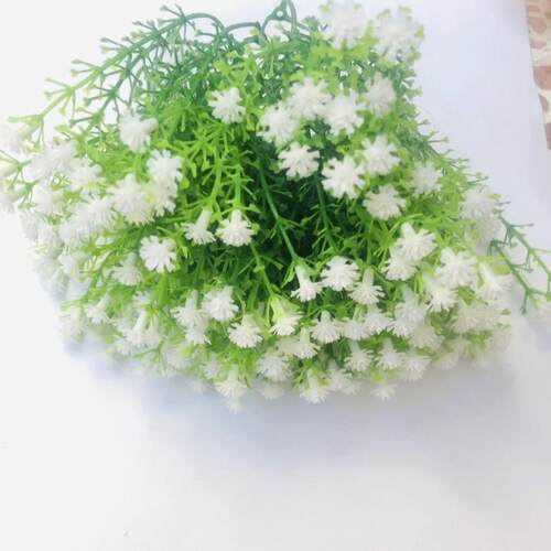 包邮/白色满天星仿真绿植小号带孔3头塑料假草玫瑰花束装饰材料配