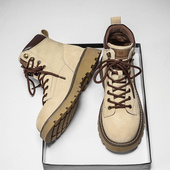 真皮马丁靴男2025秋季 百搭英伦风高帮大黄靴 短靴韩版 新款 系带工装