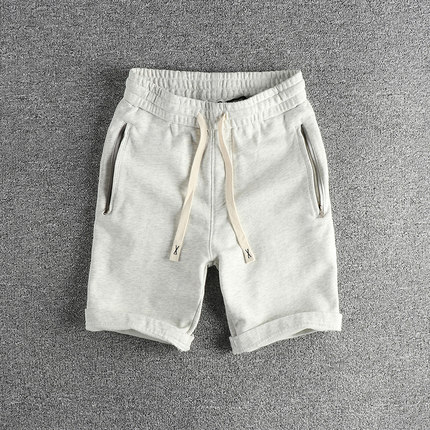 香港潮牌复古潮流拉链口袋休闲短裤男纯色百搭纯棉舒适运动五分裤
