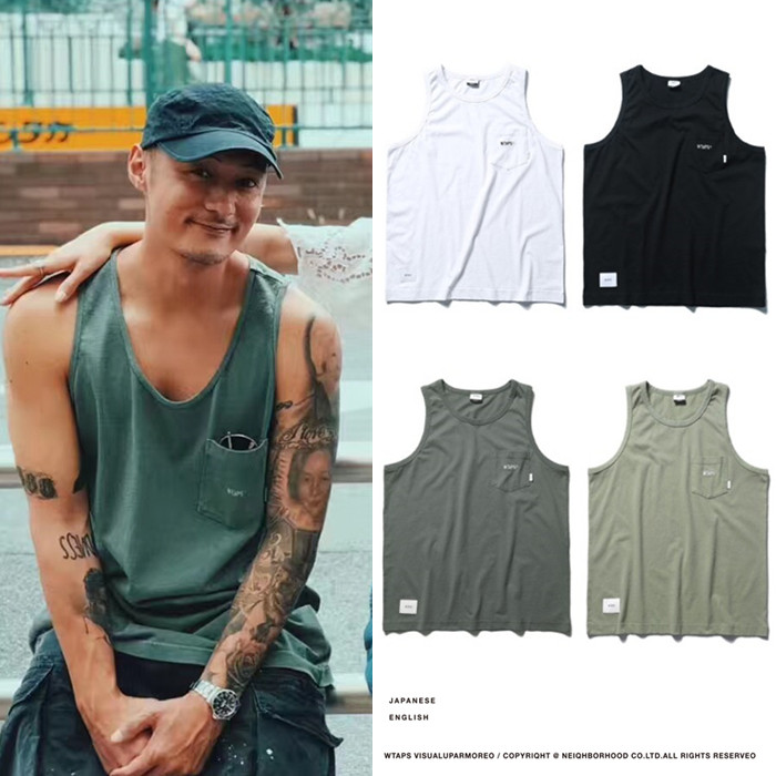 香港潮牌夏季余文乐港风背心短袖男运动纯棉宽松潮流无袖坎肩t恤