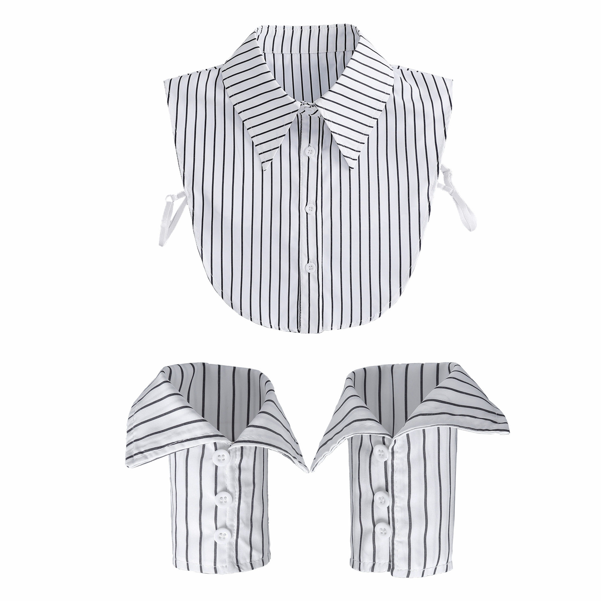 白条纹衬衫假领袖套套装配西装衬衣领时尚OL休闲工装尖领大翻领潮