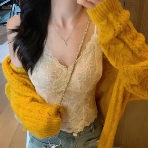蕾丝吊带背心美背无痕美背带胸垫