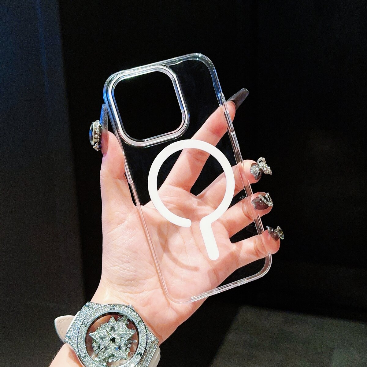 新款创意问号磁吸透明手机壳