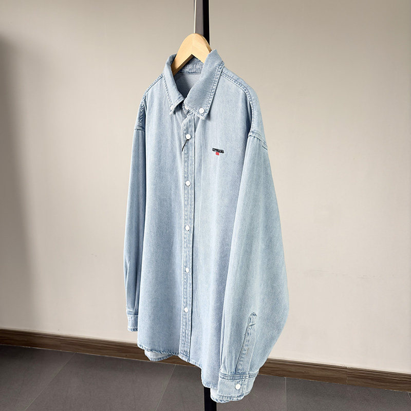 一等童品 新款130-190中大童学生春夏水洗棉牛仔衬衣柔软衬衫外套图片