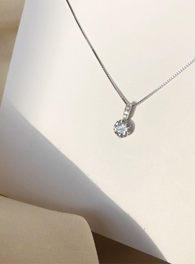 深圳旭佳S925纯银单钻项链女韩版轻奢细闪盒子链闪钻锁骨链简约