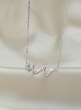 深圳旭佳S925纯银心跳项链女轻奢高级感小众心电图锁骨链ins百搭