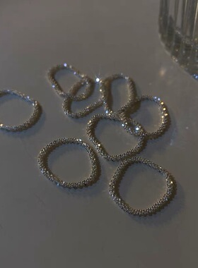 深圳旭佳旭家s925高品波光粼粼戒指ins潮高级感简约素圈个性软