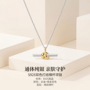 深圳旭佳旭家欧美跨境嘻哈热S925高品双生T型水平项链女百搭简约