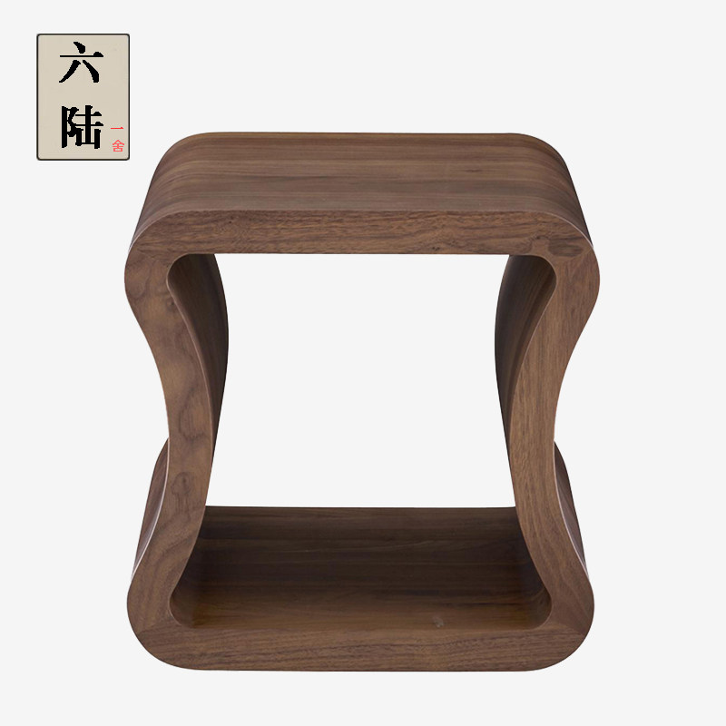 意式全实木小边几黑胡桃木简约创意设计师方几小茶桌沙发轻奢角几图片