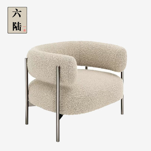 Hc28北欧轻奢布艺沙发小户型设计师意式现代简约客厅圆弧形休闲椅
