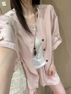 满满Mono 懒人三件套轻薄中长款天丝棉外套+背心+宽松短裤套装女