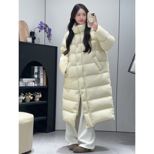高个子宽松版过膝长款泡芙羽绒服女2025深冬新款90白鸭绒外套加厚