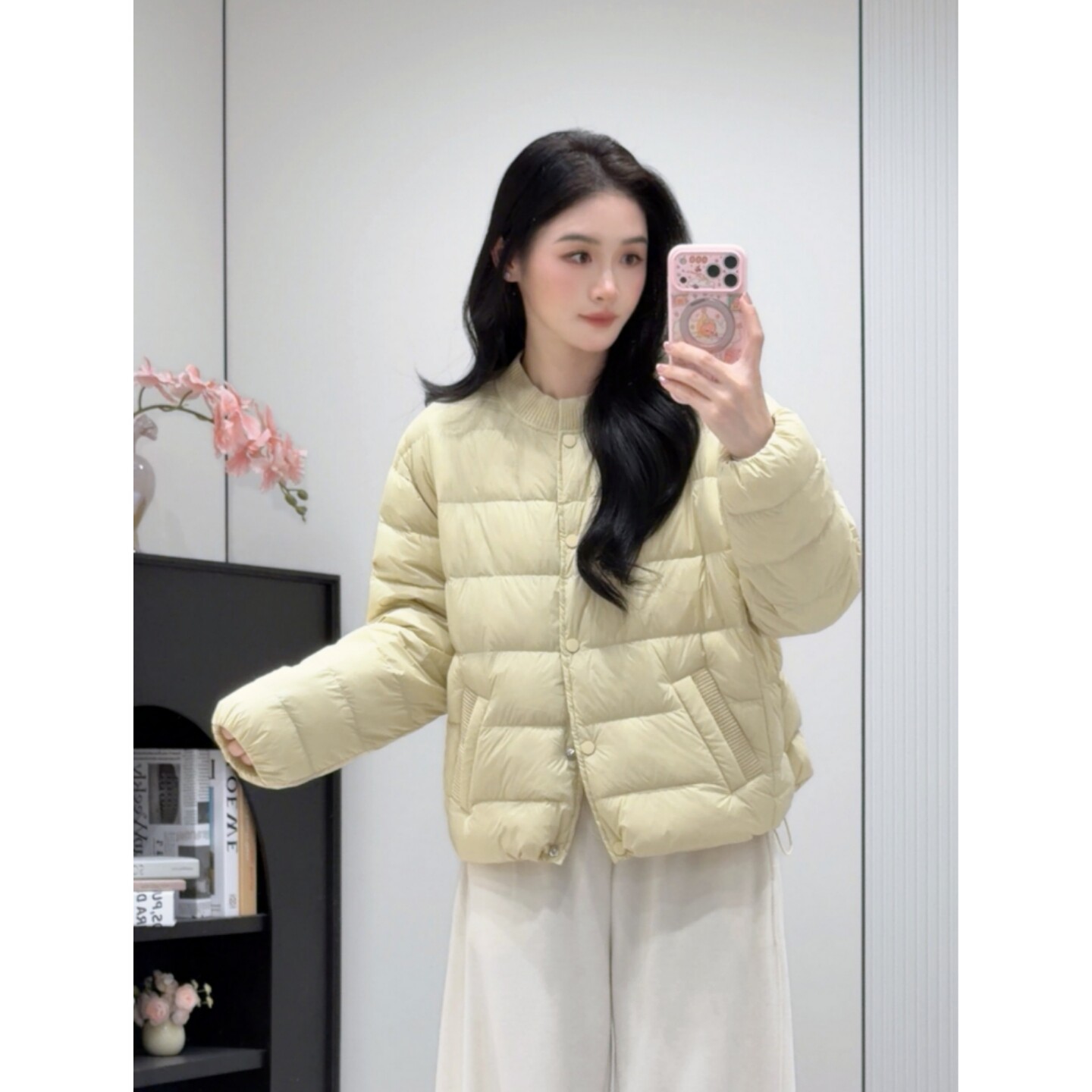 针织小圆领羽绒服女短款2026冬季新款韩版90白鸭绒小个子外套轻薄