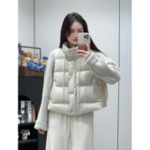 韩系针织拼接袖 白鸭绒外套 新款 立领系带羽绒服女短款 宽松2025冬季