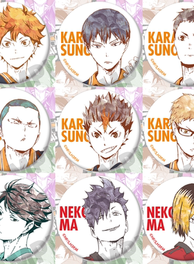 排球少年！！动漫周边徽章胸章日向翔阳影山飞雄大地西谷夕彻黑尾