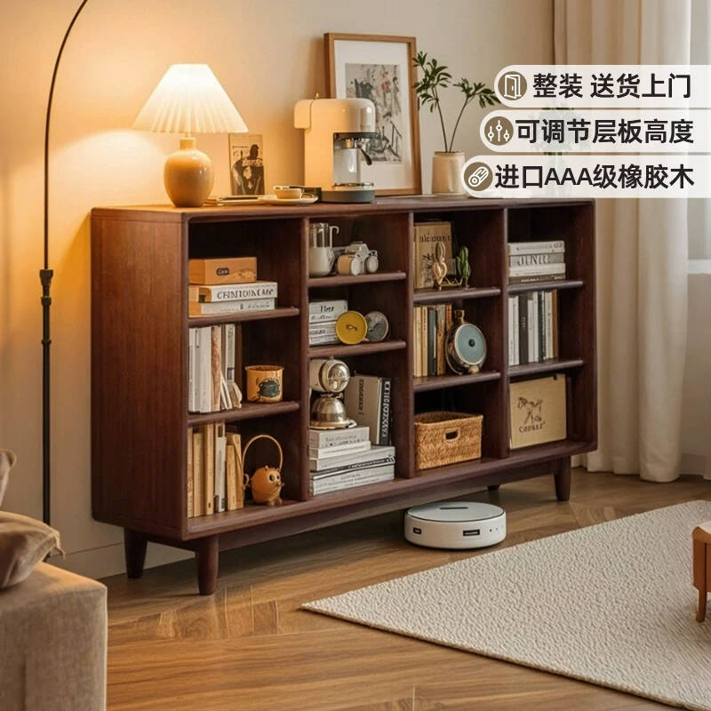 实木书柜储物柜一体靠墙书架
