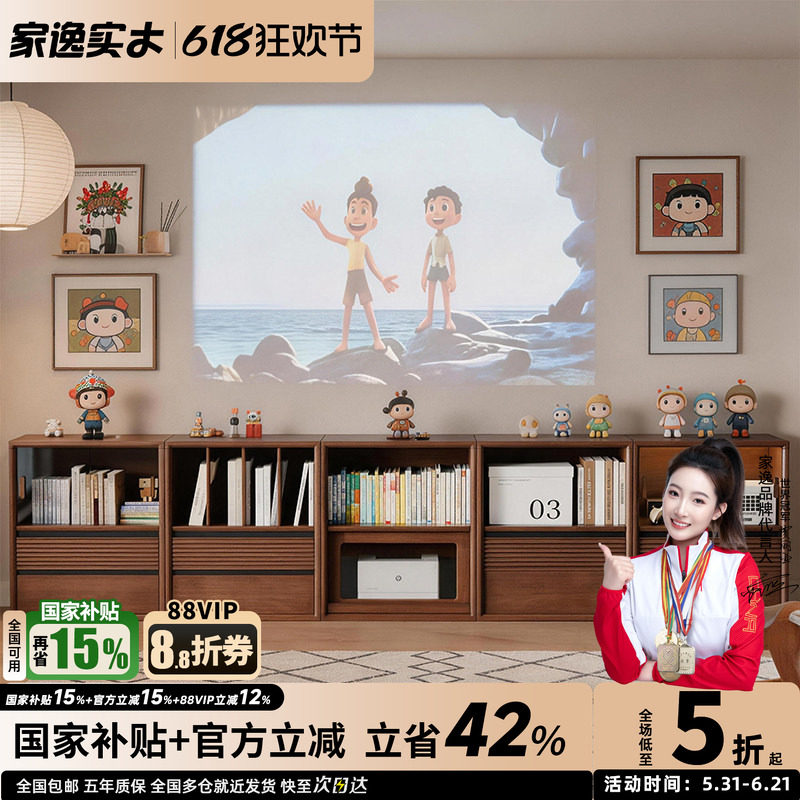 实木书柜电视柜自由组合模块储物展示柜一体客厅矮柜落地收纳斗柜