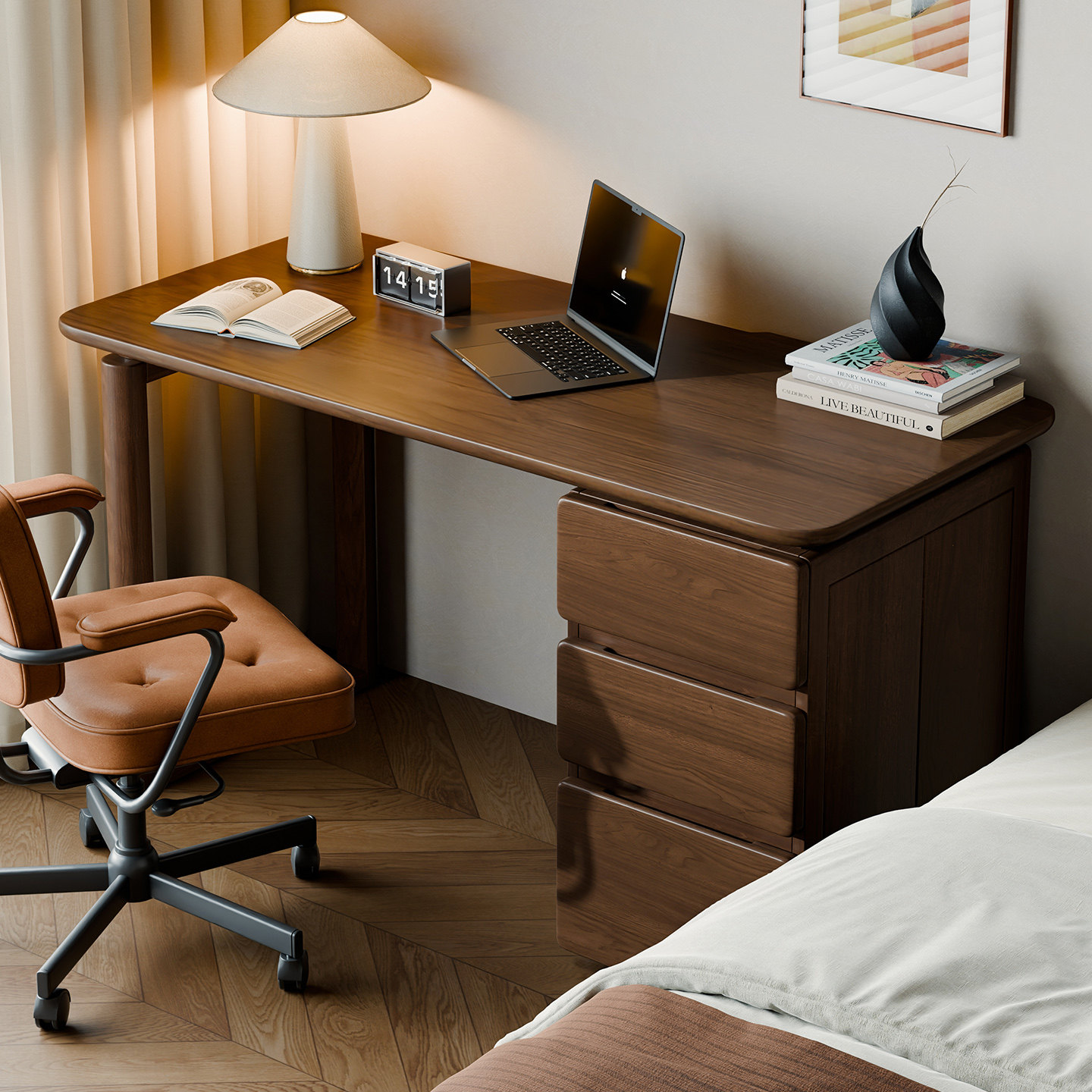 实木书桌卧室家用中式带抽屉办公桌工作台客厅桌子电脑桌成人新款