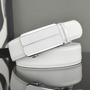 字母皮带男士真皮自动扣白色腰带男潮流年轻人百搭时尚潮牌裤带