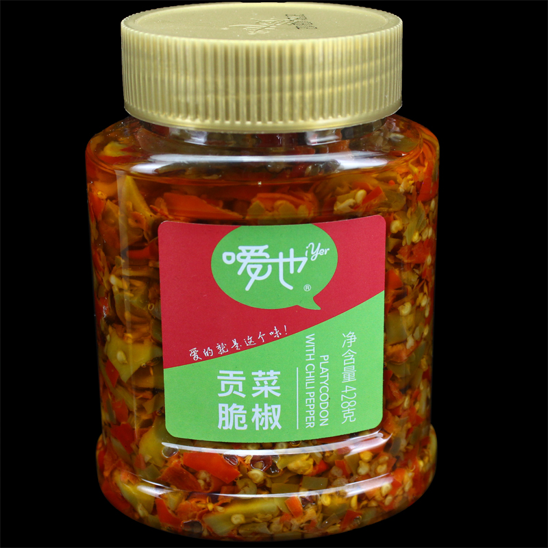 iyer/嗳也贡菜脆椒428g湖南特产农家自制苔菜干咸菜下饭菜辣椒酱