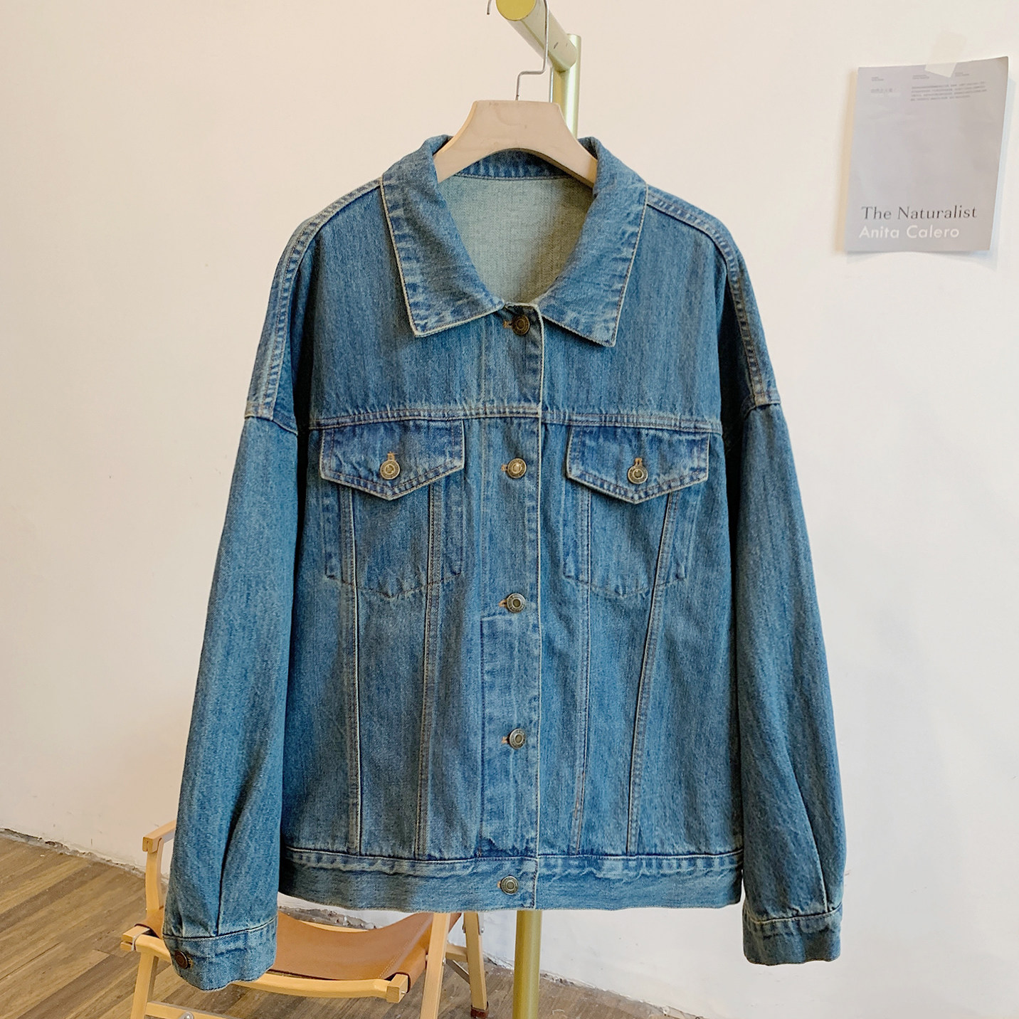 Y3127双口袋翻领牛仔外套