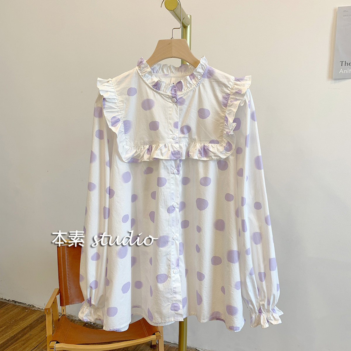 C3367波点全开扣木耳边立领衬衫,女装/女士精品,衬衫,淘宝优惠券,粉丝福利购,淘宝优惠卷