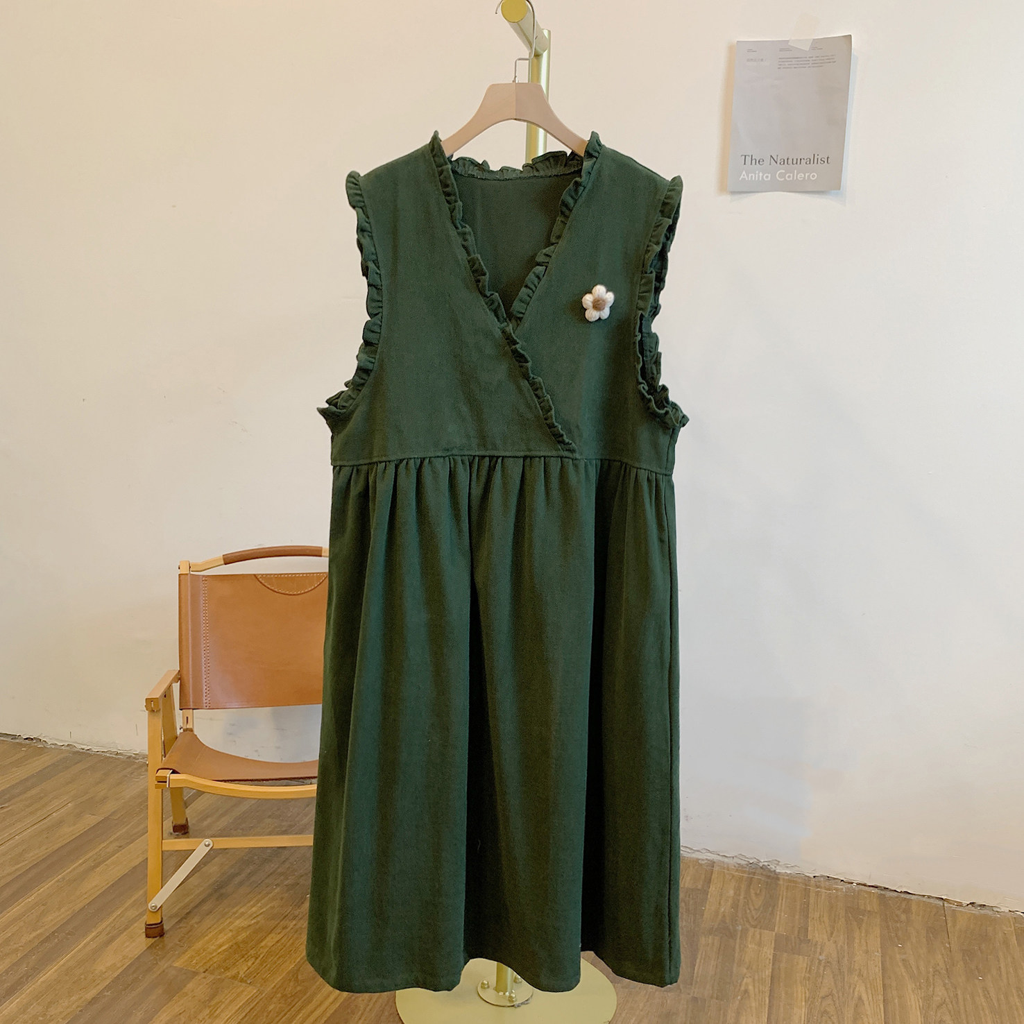 C4522小花木耳边V领宽松背心裙,女装/女士精品,连衣裙,淘宝优惠券,粉丝福利购,淘宝优惠卷