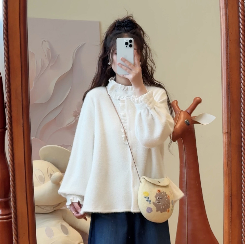 白衬衫女2025新款蕾丝边高级感轻奢减龄洋气立领宽松长袖衬衣,女装/女士精品,衬衫,淘宝优惠券,粉丝福利购,淘宝优惠卷