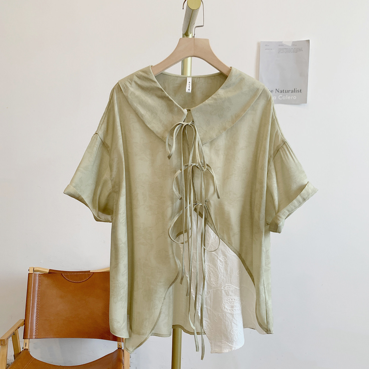 Y2718提花系带蝴蝶结娃娃领短袖衬衫,女装/女士精品,衬衫,淘宝优惠券,粉丝福利购,淘宝优惠卷