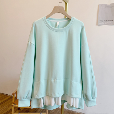 C5587荷叶边圆领长袖卫衣