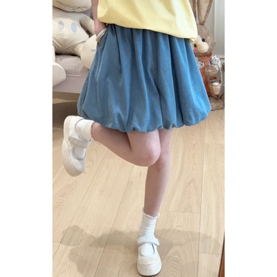 C6245松紧腰牛仔灯笼裤短裤