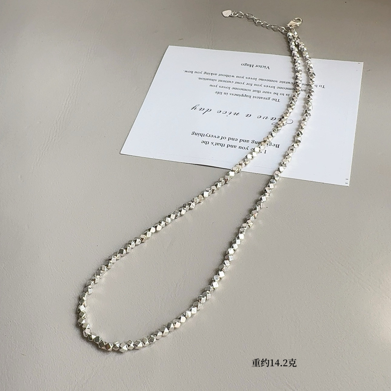 福利特价 通体S925纯银碎银子项链波光粼粼碎方块锁骨链百搭颈链