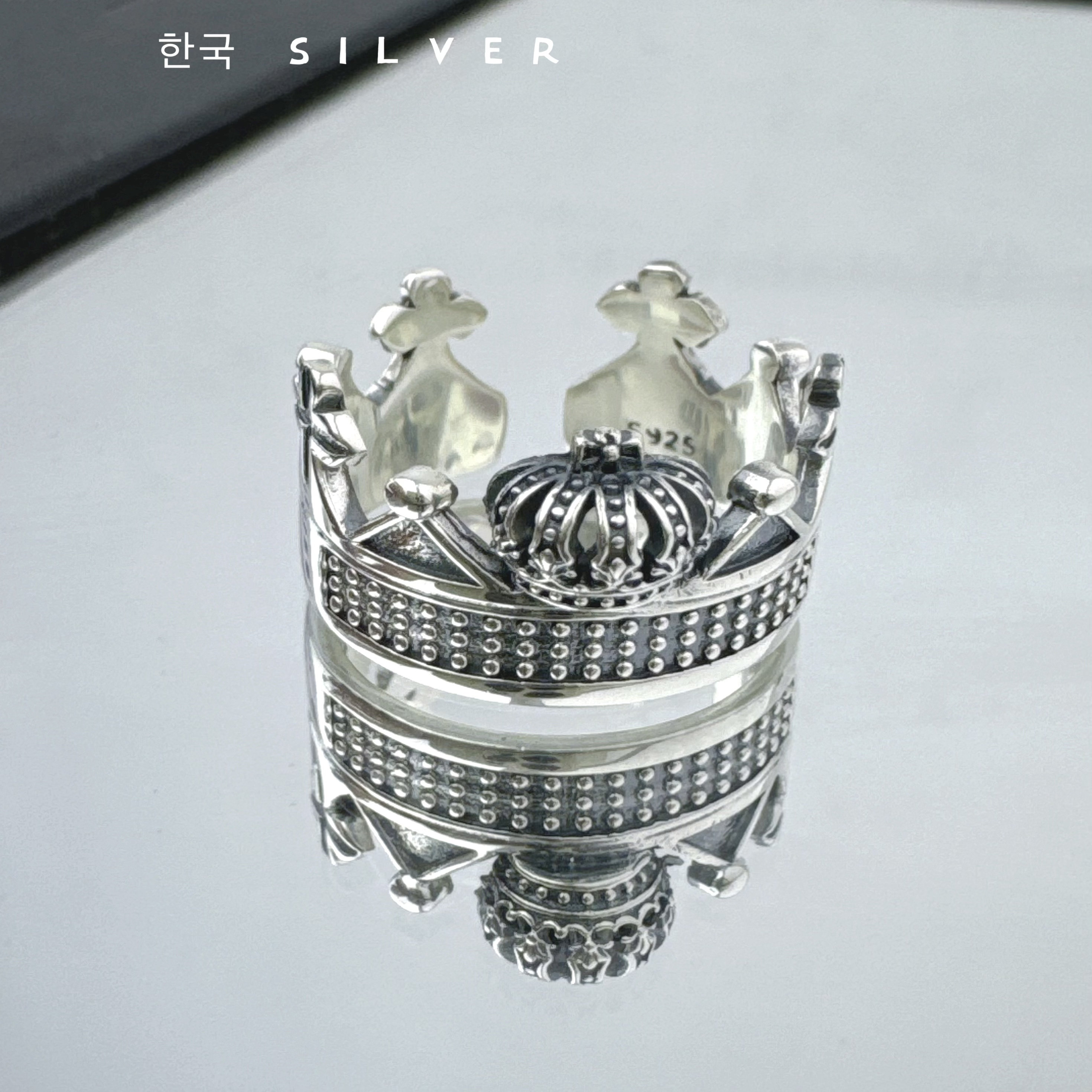 欧货潮牌S925纯银戒指女复古皇冠天空之城百搭个性潮酷小众高级感