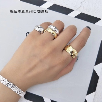 s925纯银粗细款重工开口戒指