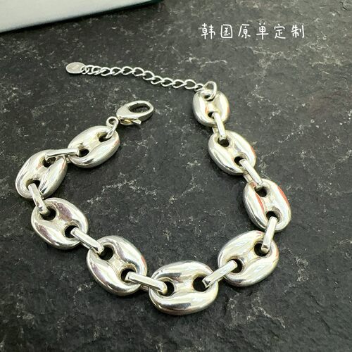 s925纯银链条手链女简约精致重工