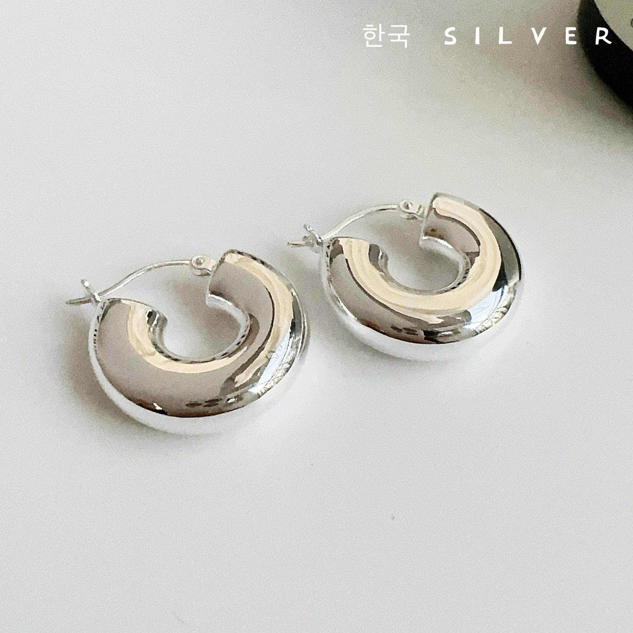 s925纯银胖甜甜圈耳环热巴同款