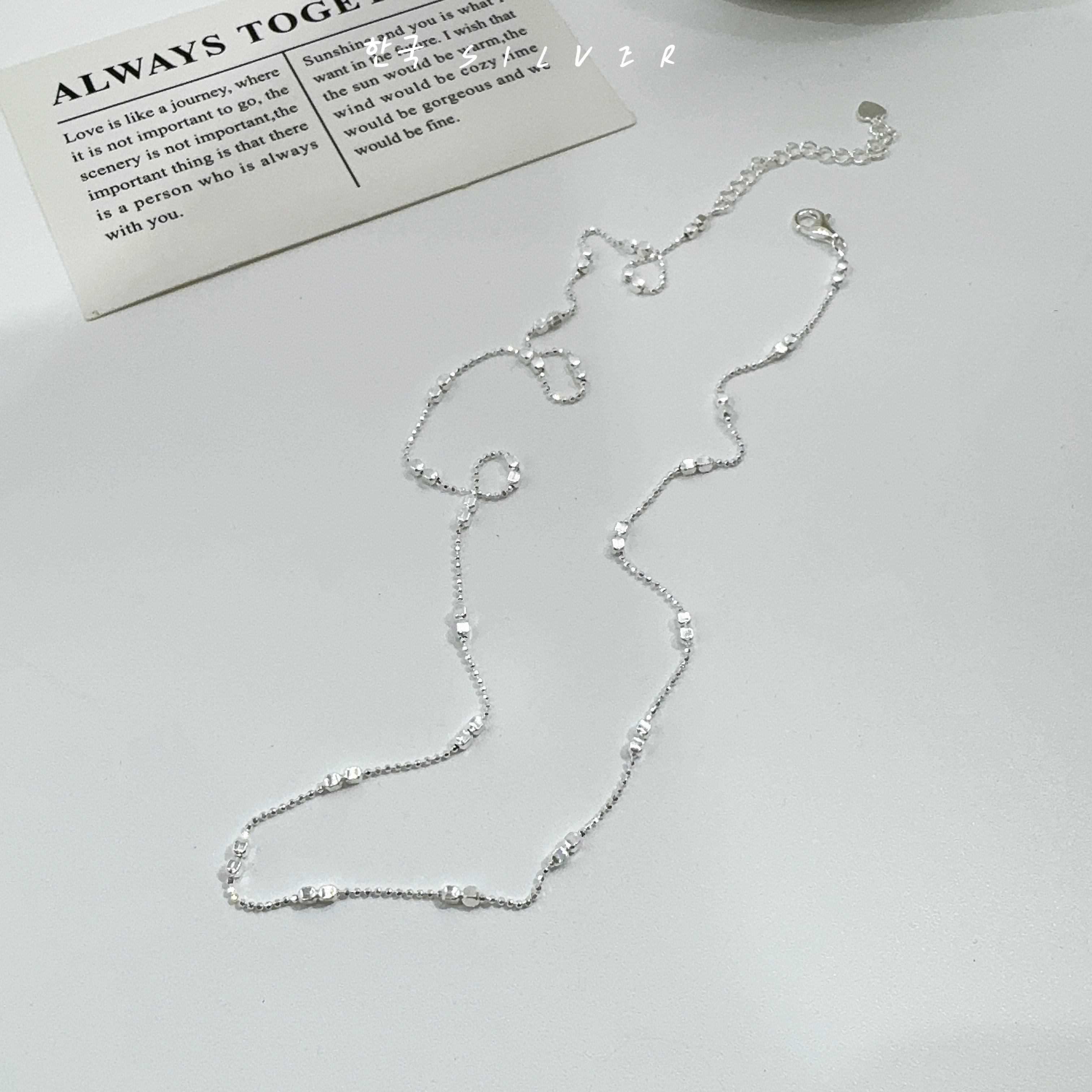 S925纯银项链精致细闪豆豆链法式轻奢简约气质百搭锁骨链新款时尚