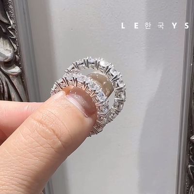 s925纯银进口5A满钻戒指排钻