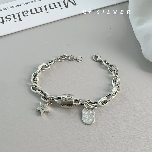 重工通体S925纯银手链女个性