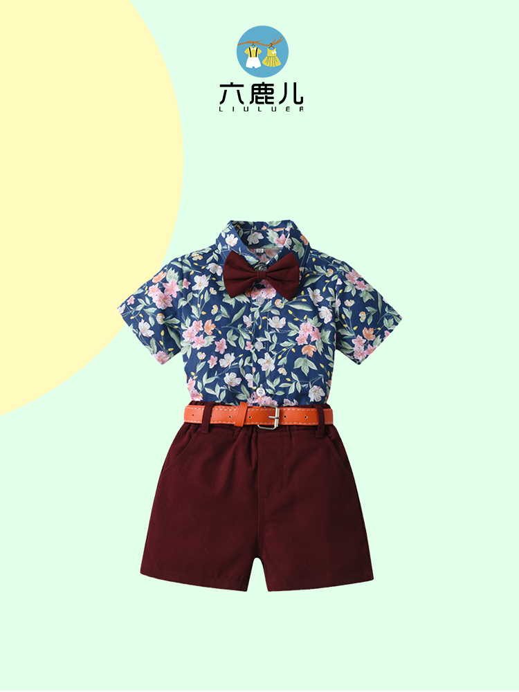 男童夏季衣服英式风一周岁宝宝套装儿童时尚衬衫短裤小男孩潮套装