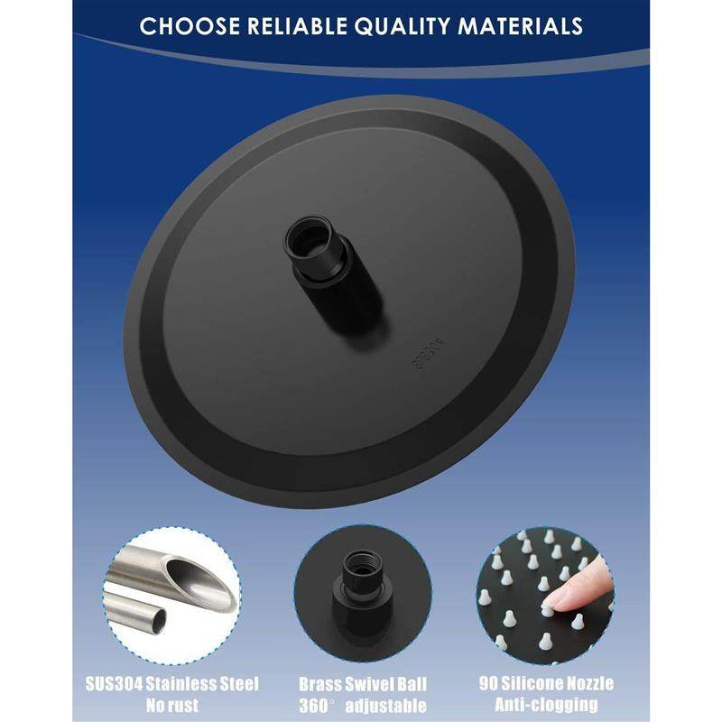 增压淋浴不锈钢黑色圆形花洒头喷头卫浴防爆洗澡花洒顶喷