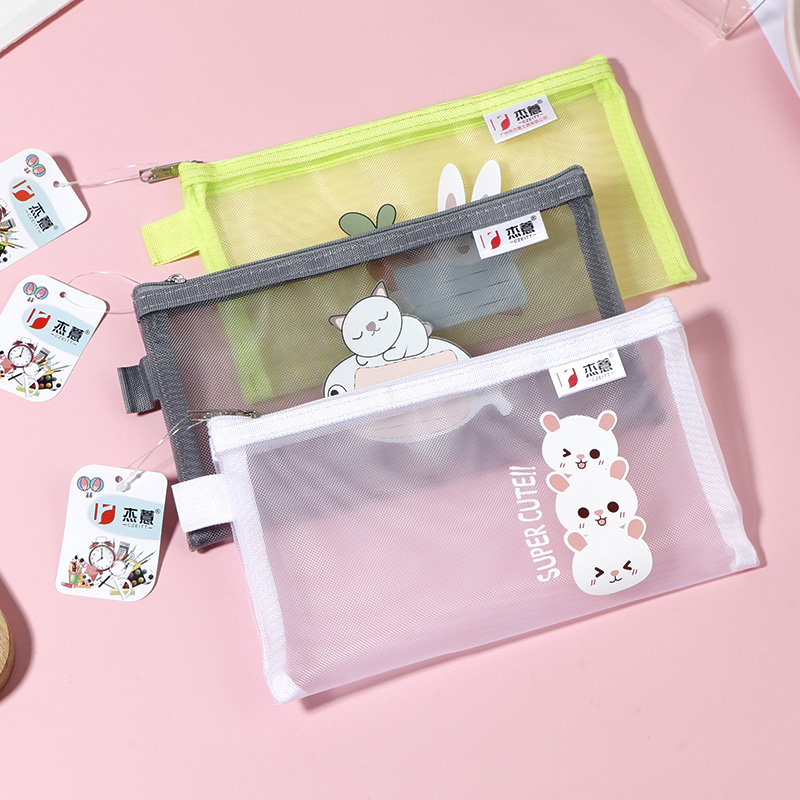 可爱卡通初中小学生笔袋考试透明文具袋日系isn少女心男生收纳袋
