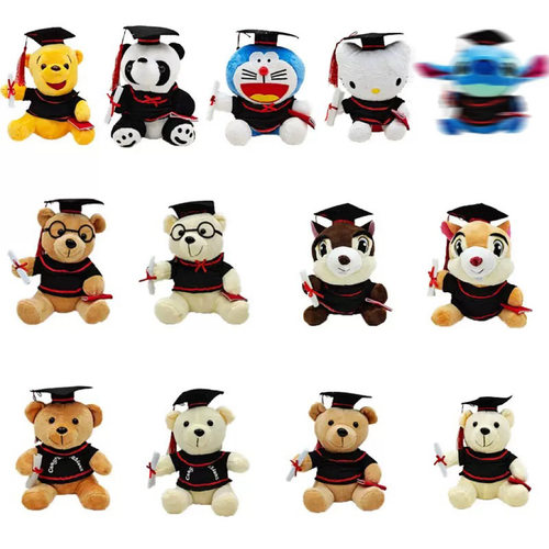 现货毕业季博士熊可爱博士礼物学士服带帽博士熊毛绒公仔