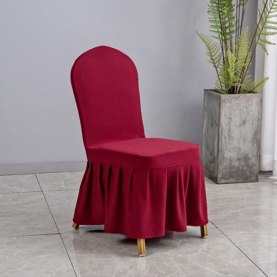 连体通用酒店弹力椅套加厚椅子饭店套罩婚庆套罩餐厅凳子宴会裙摆