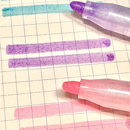 ZEBRA斑马闪亮星河荧光笔WKS18学生用珠光闪光彩色粗划重点记号