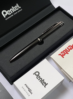 Pentel派通BLN2005金属杆中性笔低重心旋转式黑色办公商务签字笔