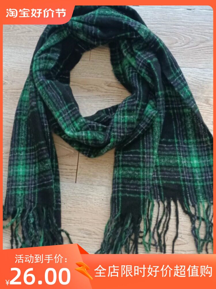 防风韩版格子围巾英伦绿子百搭秋冬季女士新款围脖保暖外贸韩潮流